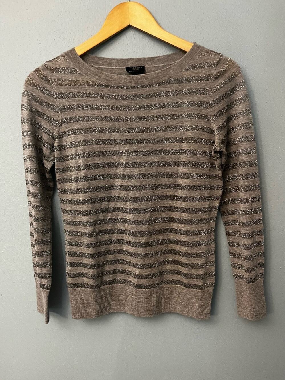 Talbots Metallic Stripe Crewneck Sweater